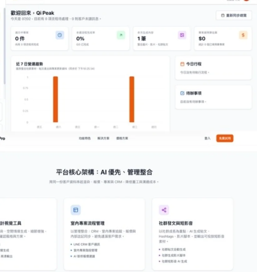 室內設計 AI 整合平台——簡報輸出與專案畫面